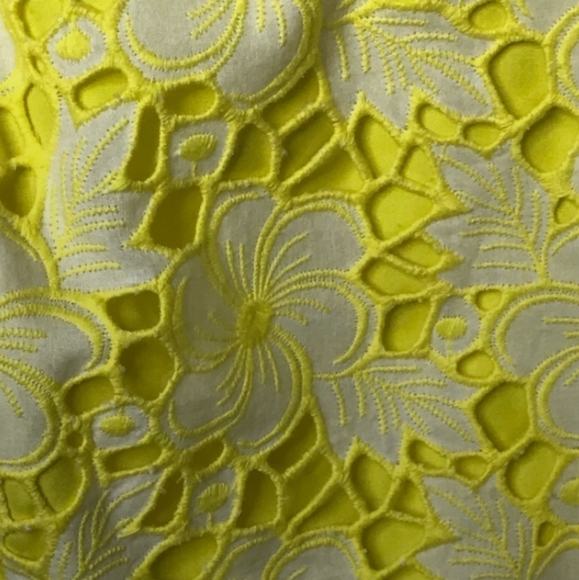 Lilly Pulitzer White Label Yellow Eyelet Strapless Dress Size 12 - Picture 4 of 8